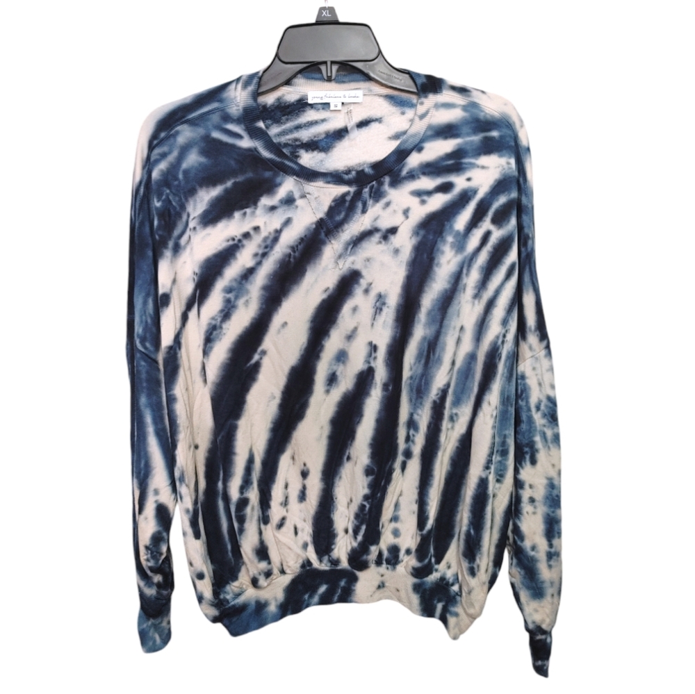 Young Fabulous & Broke Blue Tie Dye Stripe Oversized Sweatshirt Women Size Small - Picture 2 of 9